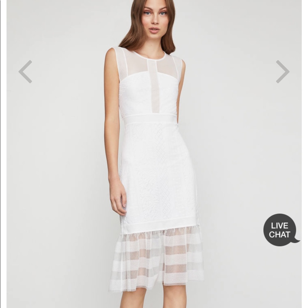 NWT BCBG sleeveless lace inset sheath dress